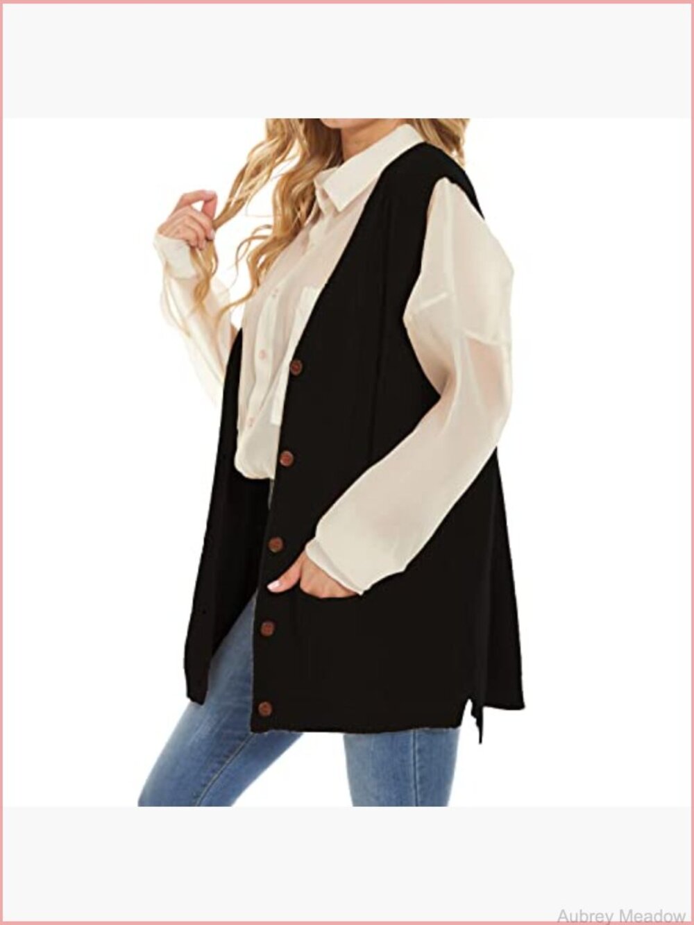 Women's Cable Knit Sleeveless Cardigan Vest Button Down Oversized - Picture 2 of 7